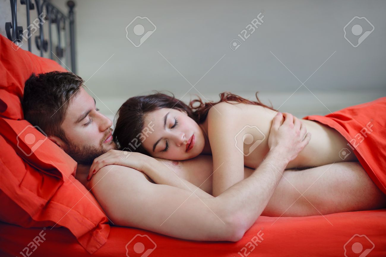 Naked porn couple hugs