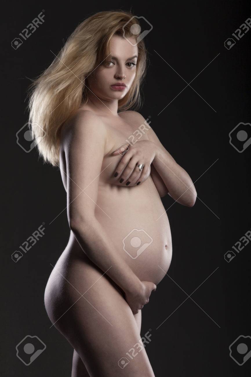 Naked pregnant black woman