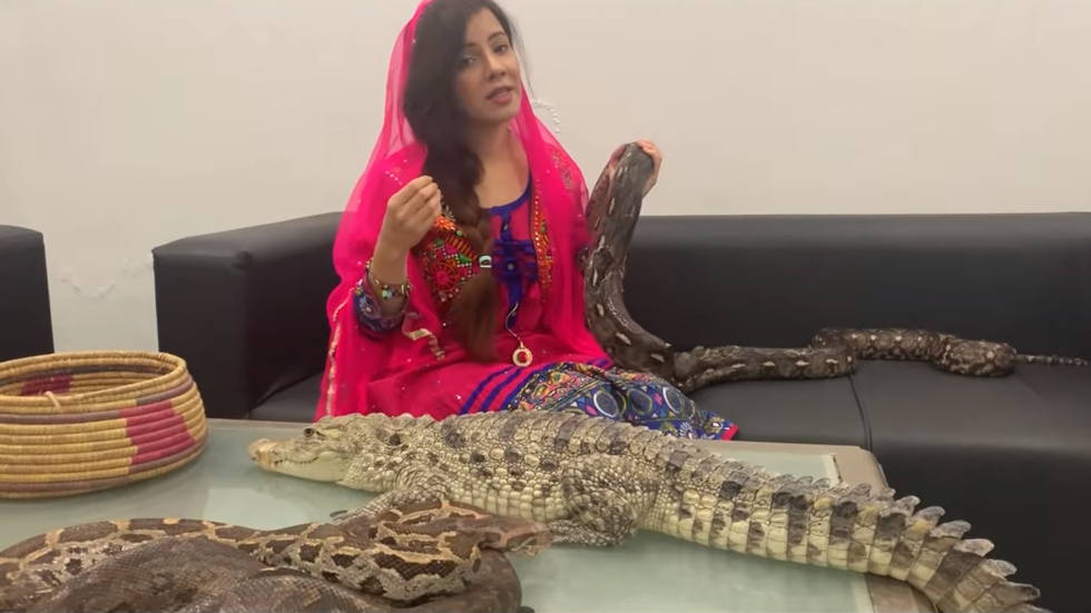 Burmese python with nude girl