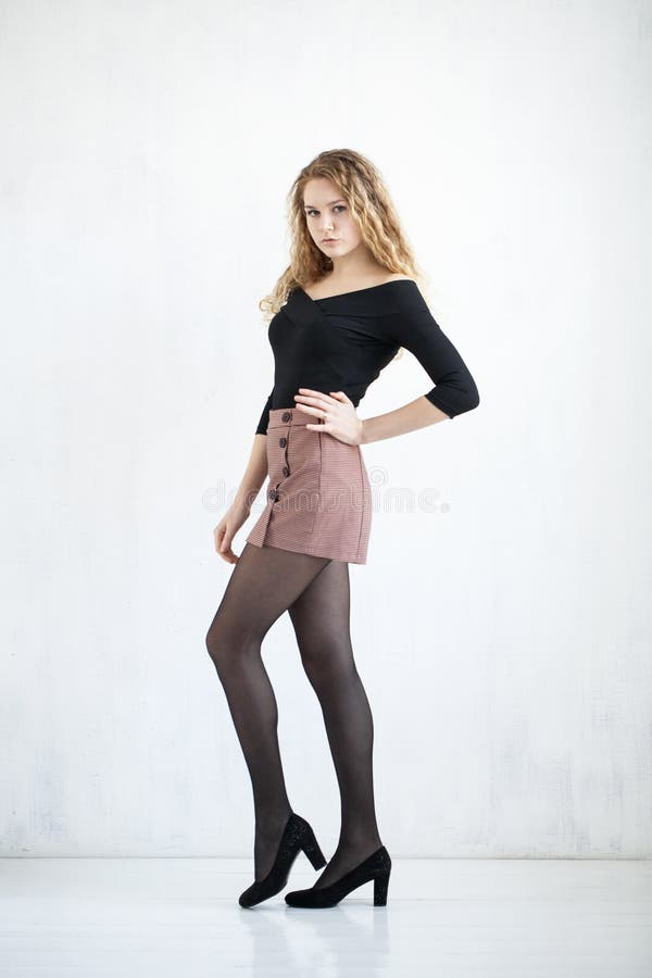 Teen model skirt pantyhose