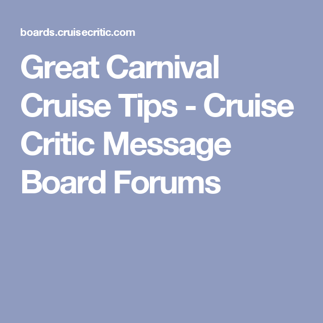 Cruise critic message boards
