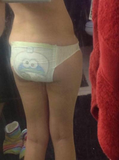 Girls wearing pull ups diapers