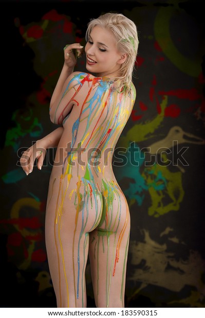 Naked girls body painted