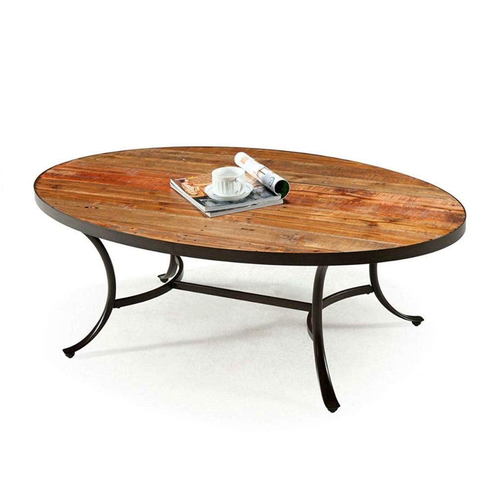 Reclaimed wood oval coffee table
