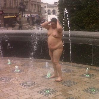 Fat naked in shower