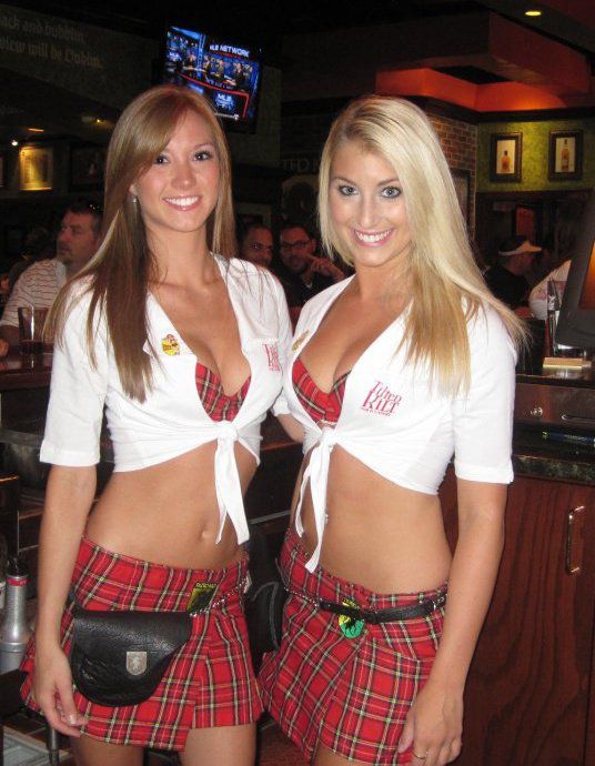 Hot tilted kilt waitresses