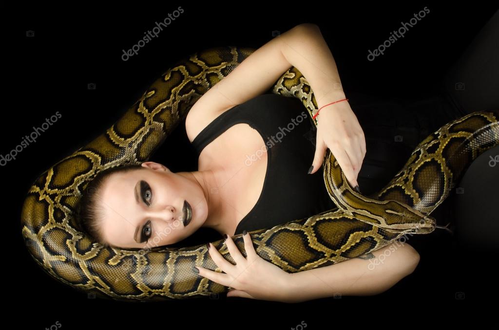 Burmese python with nude girl