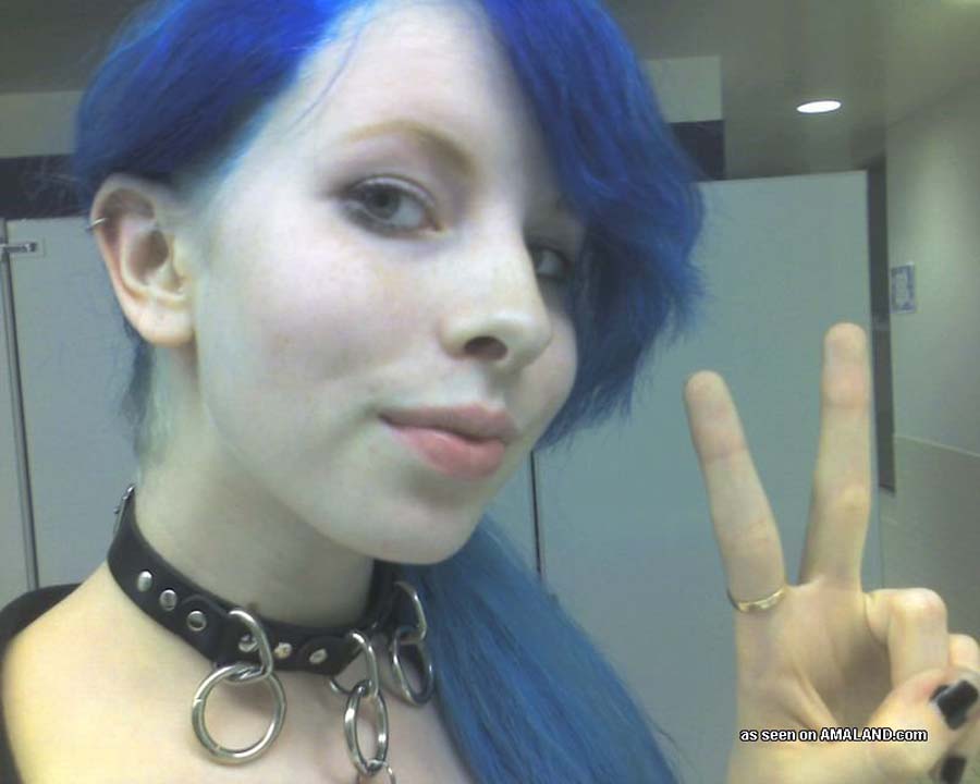 Big tit emo girl with blue hair