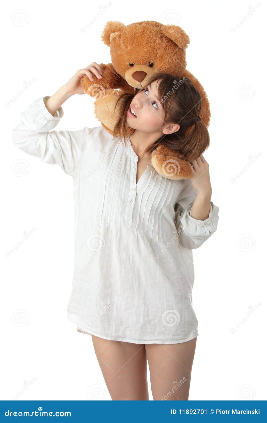 Teen with teddy bear