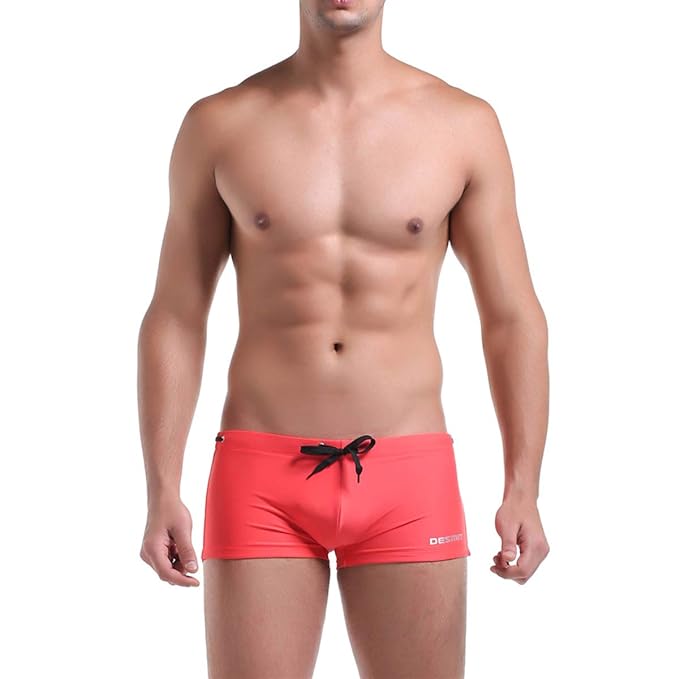 Orange bikini swim trunks for men