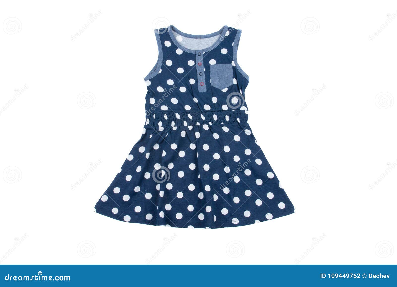 Blue and white polka dot dress girls