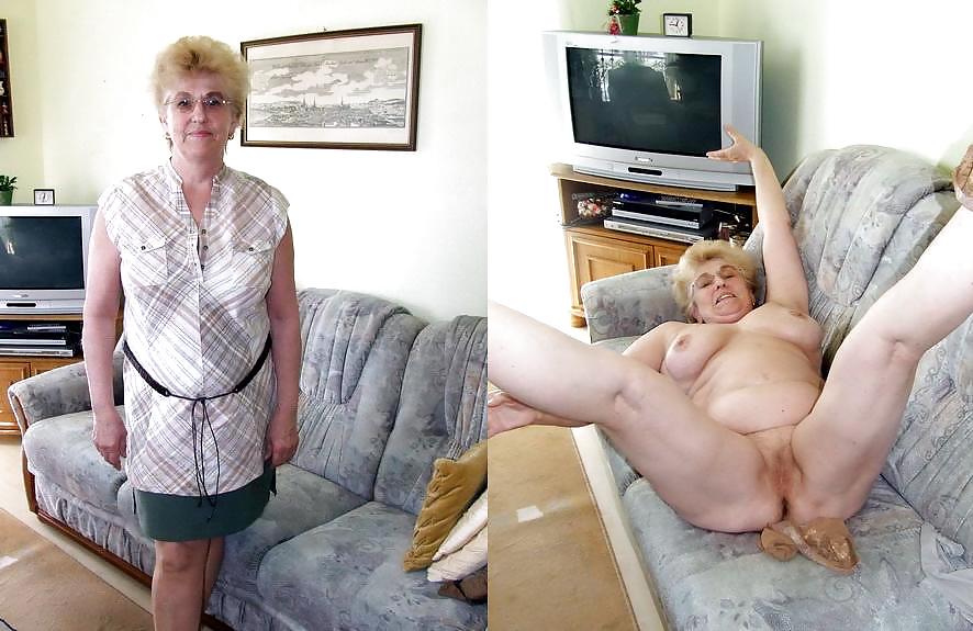 Mature granny dressed undressed