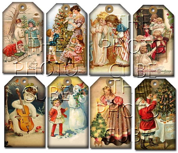 Vintage santa claus hang tags