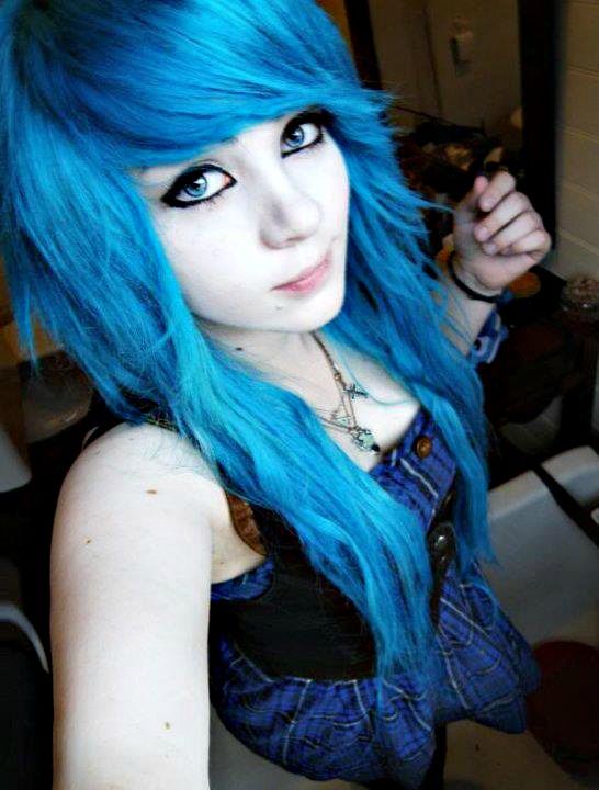 Blue hair emo pussy