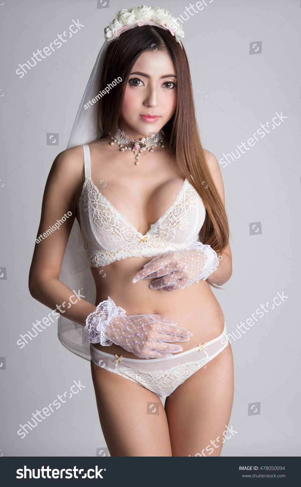 Sexy asian lingerie bride